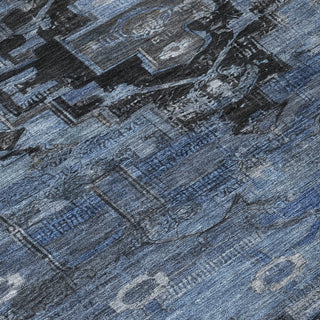 Piper Looms Chantille Tribal ACN1776 Blue Machine Washable Area Rug Swatch Image