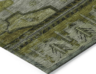 Piper Looms Chantille Tribal ACN1776 Olive Machine Washable Area Rug Corner Image