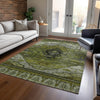 Piper Looms Chantille Tribal ACN1776 Olive Machine Washable Area Rug Lifestyle Image Feature