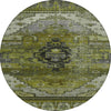 Piper Looms Chantille Tribal ACN1776 Olive Machine Washable Area Rug Round Main Image