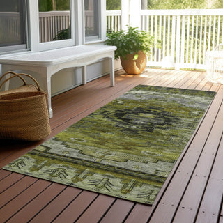 Piper Looms Chantille Tribal ACN1776 Olive Machine Washable Area Rug Runner Outdoor Lifestyle Image Feature