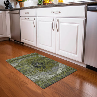Piper Looms Chantille Tribal ACN1776 Olive Machine Washable Area Rug Scatter Lifestyle Image Feature