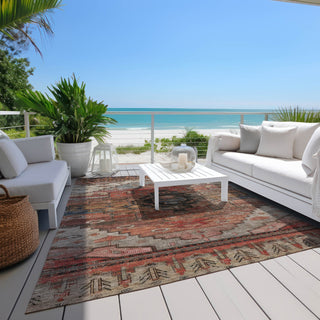 Piper Looms Chantille Tribal ACN1776 Paprika Machine Washable Area Rug Outdoor Lifestyle Image Feature