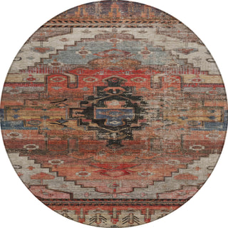 Piper Looms Chantille Tribal ACN1776 Paprika Machine Washable Area Rug Round Main Image