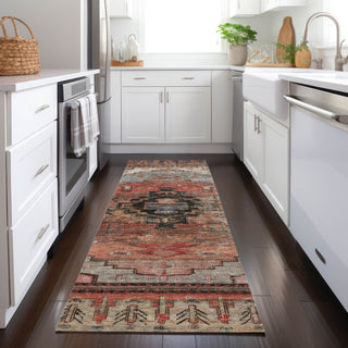 Piper Looms Chantille Tribal ACN1776 Paprika Machine Washable Area Rug Runner Lifestyle Image Feature