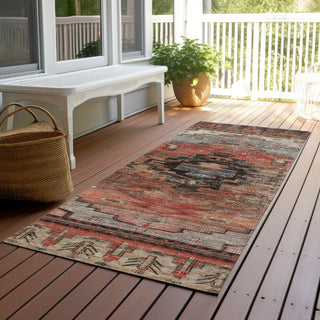 Piper Looms Chantille Tribal ACN1776 Paprika Machine Washable Area Rug Runner Outdoor Lifestyle Image Feature