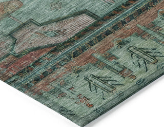 Piper Looms Chantille Tribal ACN1776 Teal Machine Washable Area Rug Corner Image