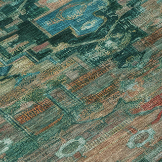 Piper Looms Chantille Tribal ACN1776 Teal Machine Washable Area Rug Swatch Image