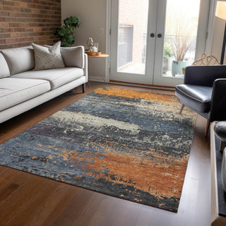 Piper Looms Chantille Modern ACN1777 Blue Machine Washable Area Rug Lifestyle Image Feature