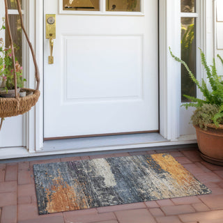 Piper Looms Chantille Modern ACN1777 Blue Machine Washable Area Rug Scatter Outdoor Lifestyle Image Feature