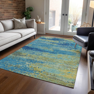 Piper Looms Chantille Modern ACN1777 Navy Machine Washable Area Rug Lifestyle Image Feature