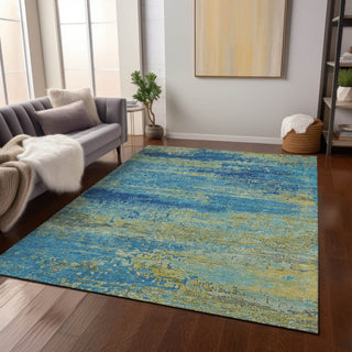 Piper Looms Chantille Modern ACN1777 Navy Machine Washable Area Rug Lifestyle Image Feature