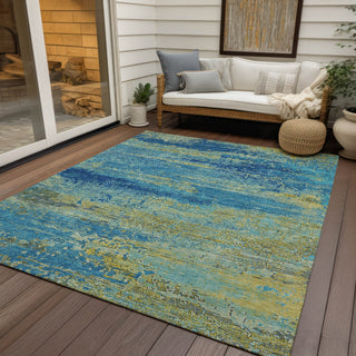 Piper Looms Chantille Modern ACN1777 Navy Machine Washable Area Rug Outdoor Lifestyle Image Feature