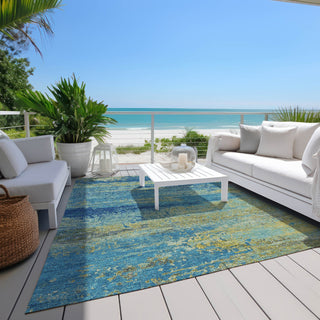 Piper Looms Chantille Modern ACN1777 Navy Machine Washable Area Rug Outdoor Lifestyle Image Feature