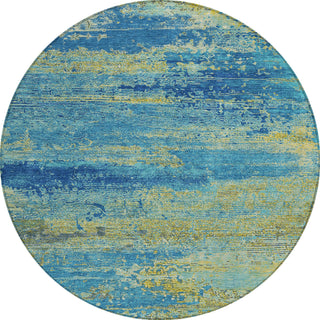 Piper Looms Chantille Modern ACN1777 Navy Machine Washable Area Rug Round Main Image