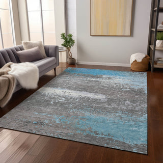 Piper Looms Chantille Modern ACN1777 Teal Machine Washable Area Rug Lifestyle Image Feature
