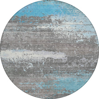 Piper Looms Chantille Modern ACN1777 Teal Machine Washable Area Rug Round Main Image