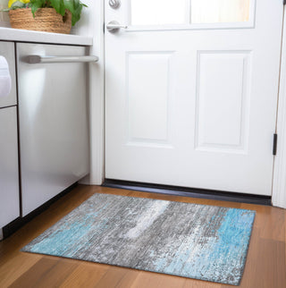 Piper Looms Chantille Modern ACN1777 Teal Machine Washable Area Rug Scatter Lifestyle Image Feature