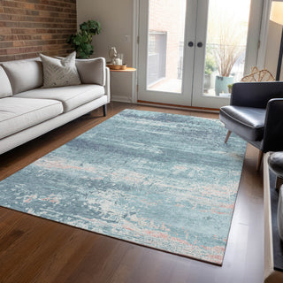 Piper Looms Chantille Modern ACN1778 Teal Machine Washable Area Rug Lifestyle Image Feature