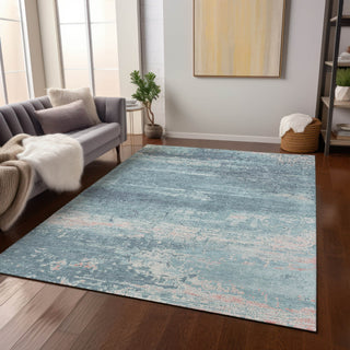 Piper Looms Chantille Modern ACN1778 Teal Machine Washable Area Rug Lifestyle Image Feature