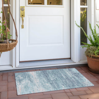 Piper Looms Chantille Modern ACN1778 Teal Machine Washable Area Rug Scatter Outdoor Lifestyle Image Feature