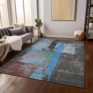 Piper Looms Chantille Blocks ACN1779 Sky Machine Washable Area Rug Lifestyle Image Feature