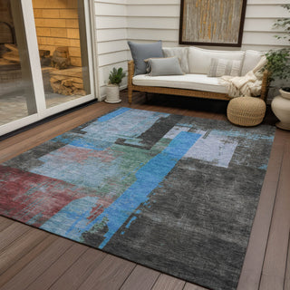 Piper Looms Chantille Blocks ACN1779 Sky Machine Washable Area Rug Outdoor Lifestyle Image Feature