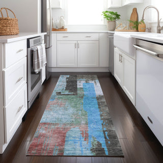 Piper Looms Chantille Blocks ACN1779 Sky Machine Washable Area Rug Runner Lifestyle Image Feature