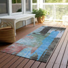 Piper Looms Chantille Blocks ACN1779 Sky Machine Washable Area Rug Runner Outdoor Lifestyle Image Feature
