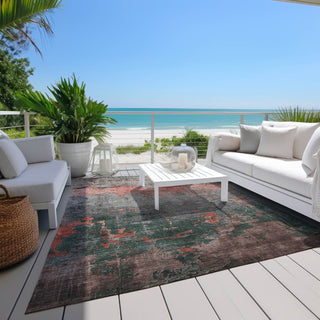 Piper Looms Chantille Modern ACN1780 Coral Machine Washable Area Rug Outdoor Lifestyle Image Feature