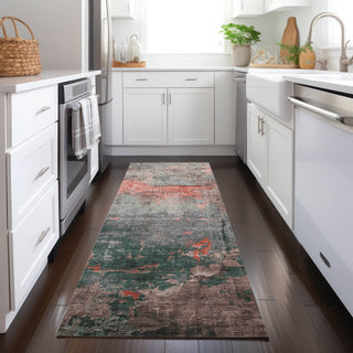 Piper Looms Chantille Modern ACN1780 Coral Machine Washable Area Rug Runner Lifestyle Image Feature