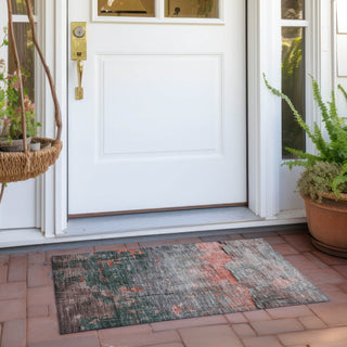 Piper Looms Chantille Modern ACN1780 Coral Machine Washable Area Rug Scatter Outdoor Lifestyle Image Feature