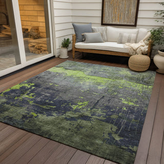 Piper Looms Chantille Modern ACN1780 Lime Machine Washable Area Rug Outdoor Lifestyle Image Feature
