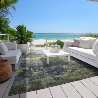 Piper Looms Chantille Modern ACN1780 Lime Machine Washable Area Rug Outdoor Lifestyle Image Feature
