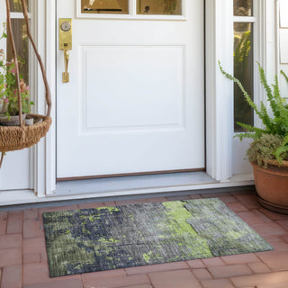 Piper Looms Chantille Modern ACN1780 Lime Machine Washable Area Rug Scatter Outdoor Lifestyle Image Feature
