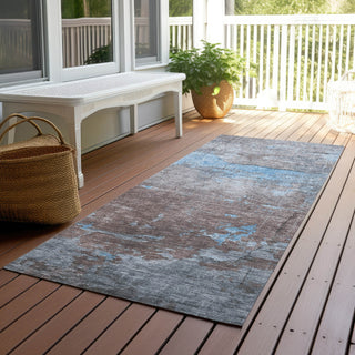 Piper Looms Chantille Modern ACN1780 Sky Machine Washable Area Rug Runner Outdoor Lifestyle Image Feature