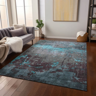 Piper Looms Chantille Modern ACN1780 Teal Machine Washable Area Rug Lifestyle Image Feature