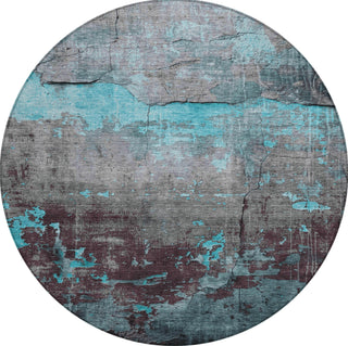 Piper Looms Chantille Modern ACN1780 Teal Machine Washable Area Rug Round Main Image