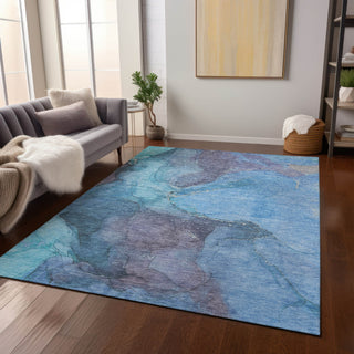Piper Looms Chantille Contemporary ACN1781 Blue Machine Washable Area Rug Lifestyle Image Feature