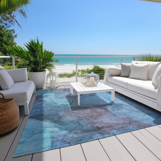 Piper Looms Chantille Contemporary ACN1781 Blue Machine Washable Area Rug Outdoor Lifestyle Image Feature