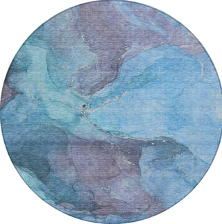 Piper Looms Chantille Contemporary ACN1781 Blue Machine Washable Area Rug Round Main Image