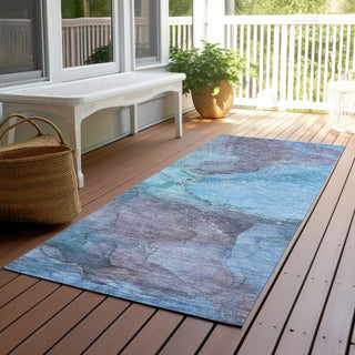 Piper Looms Chantille Contemporary ACN1781 Blue Machine Washable Area Rug Runner Outdoor Lifestyle Image Feature