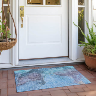 Piper Looms Chantille Contemporary ACN1781 Blue Machine Washable Area Rug Scatter Outdoor Lifestyle Image Feature
