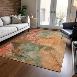 Piper Looms Chantille Contemporary ACN1781 Coral Machine Washable Area Rug Lifestyle Image Feature