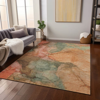 Piper Looms Chantille Contemporary ACN1781 Coral Machine Washable Area Rug Lifestyle Image Feature