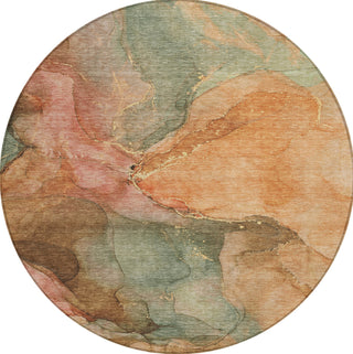 Piper Looms Chantille Contemporary ACN1781 Coral Machine Washable Area Rug Round Main Image