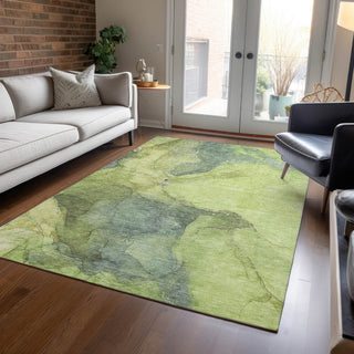 Piper Looms Chantille Contemporary ACN1781 Green Machine Washable Area Rug Lifestyle Image Feature