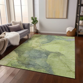 Piper Looms Chantille Contemporary ACN1781 Green Machine Washable Area Rug Lifestyle Image Feature