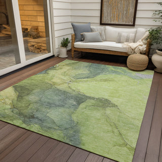 Piper Looms Chantille Contemporary ACN1781 Green Machine Washable Area Rug Outdoor Lifestyle Image Feature