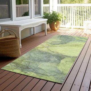 Piper Looms Chantille Contemporary ACN1781 Green Machine Washable Area Rug Runner Outdoor Lifestyle Image Feature